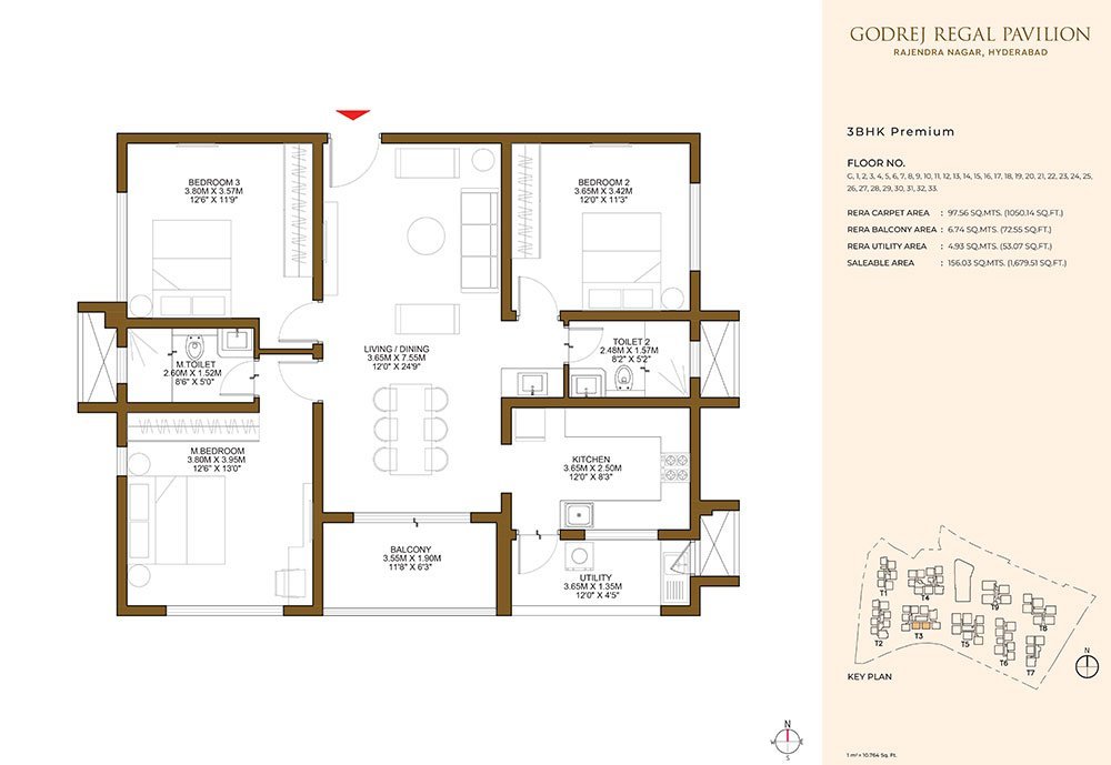 Godrej Regal Pavilion 3 BHK Floorplan